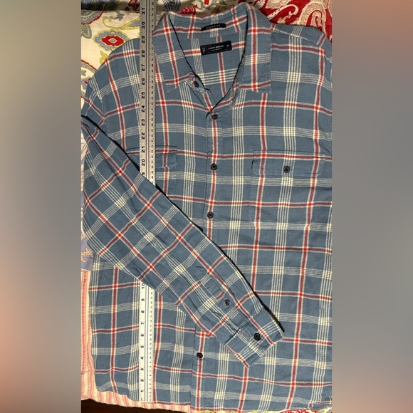 Lucky Brand Classic Fit Plaid Flannel Shirt Blue Red XL Soft Cotton - Picture 5 of 11